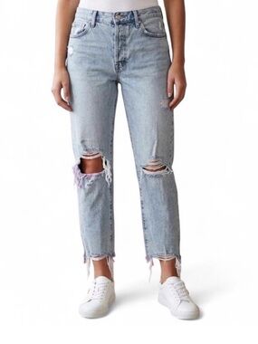 Pistola Charlie high-rise straight-leg jeans with distressed frayed hem